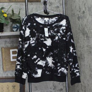 NEW Jenni Womens Solid Sherpa Pajama Top 100154919MS Tie-Dye Black L